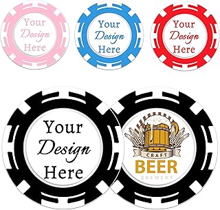100 Custom Poker Chips, Personalized Plastic Drink Token Chips with Full-Color Double Sided Printing, Add Your Logo, Text or Image for Bar, Business Promotion, Casino Night, Board Games