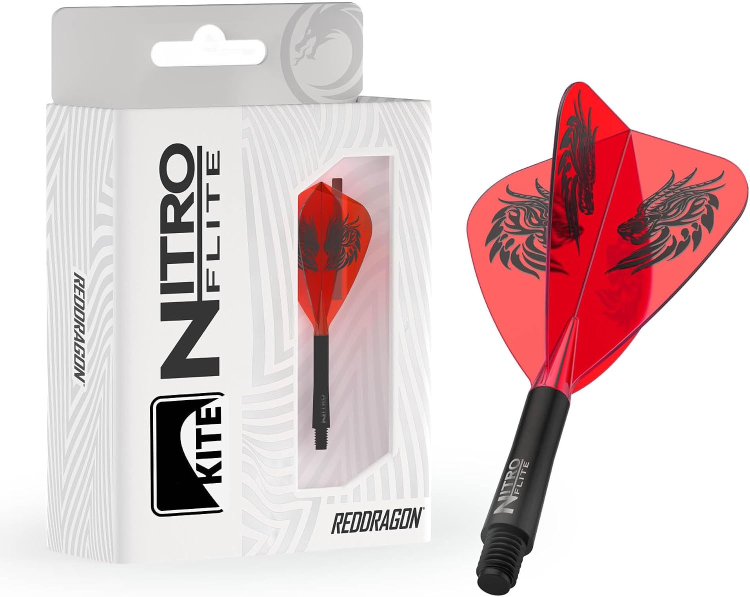RED DRAGON Nitro Flite – Integrated Dart Flights and Stems – All-in-One Darts Flights & Stem System – No.2 & Kite Shape – Short, Intermediate & Medium – Suitable for Steel & Soft Tip Darts