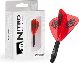 RED DRAGON Darts – Nitro Flite Integrated Flight & Shaft System | Jonny Clayton 'The Ferret' | Kite Shape and Design – Black & Orange, Intermediate Length