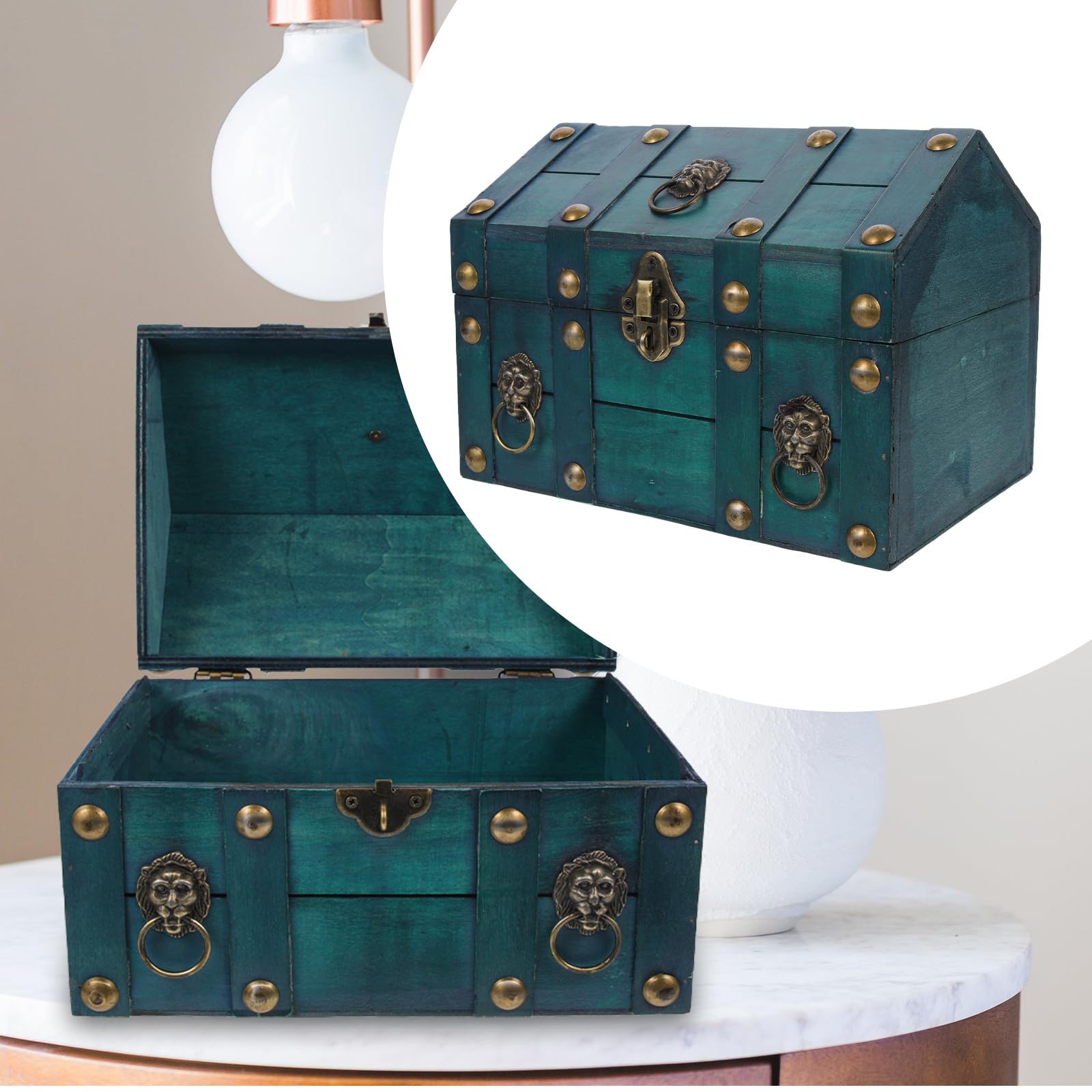 Cofanetto Portagioie in Legno Verde, Stile Retrò Vintage
