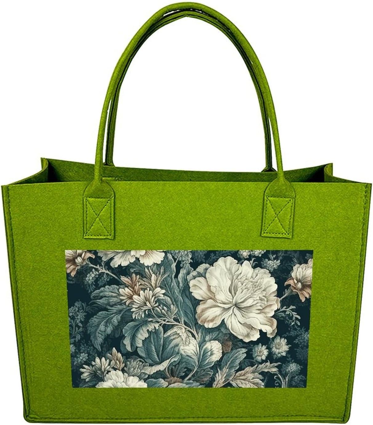 Flowers Tote Bag for Unisex, Large Felt Shopping Bag with Handles, Handbag, Reusable Gift Bag