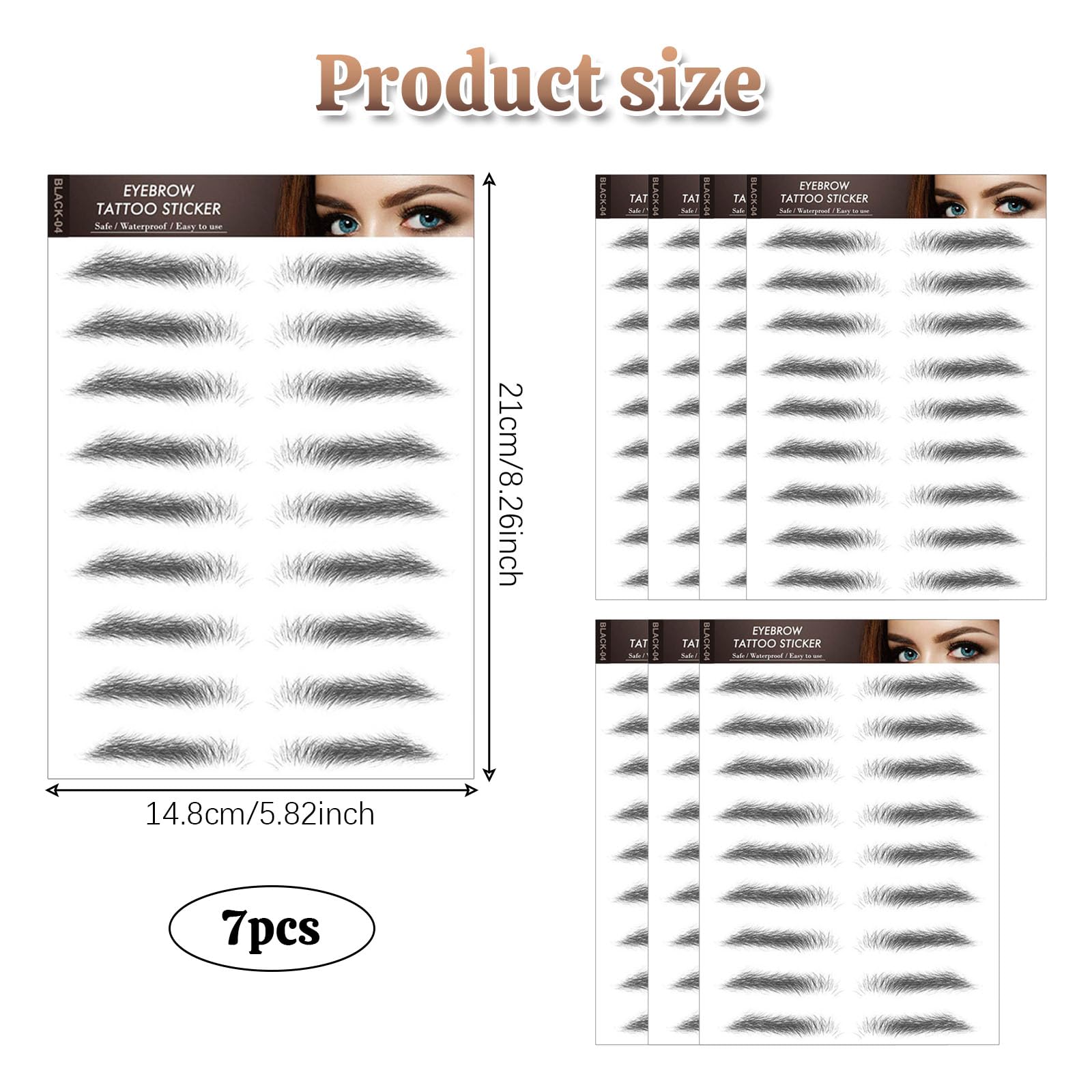 AWAVM 7Sheets/77Pairs 4D Hair-Like Eyebrow Tattoo Stickers Waterproof Natural Fake Stickers,Long Lasting Eyebrow Grooming Shaping Perfect for Women and Girls (Black-04) - Image 2