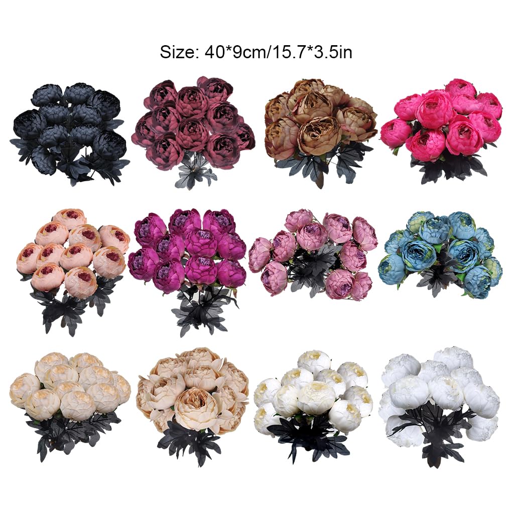 Künstliche Pfingstrosen aus Seide, für Innen- und Außenbereich, Pfingstrosen, künstliche Blumen, Hochzeit, künstlich, Blumenstrauß, Zhizhi-Beeren, 3 Sets