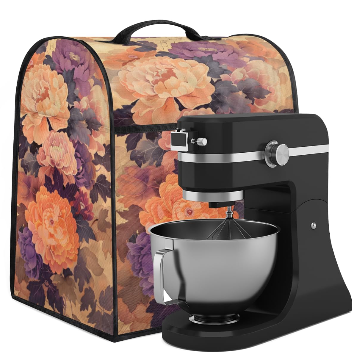 Coffee Maker Cover Vintage Peony Floral Kitchen Appliance Covers Small Appliance Covers Blender Cover Juicer Cover Dust Covers for Kitchen Appliances with Top Handle and Pockets,Washable,B982