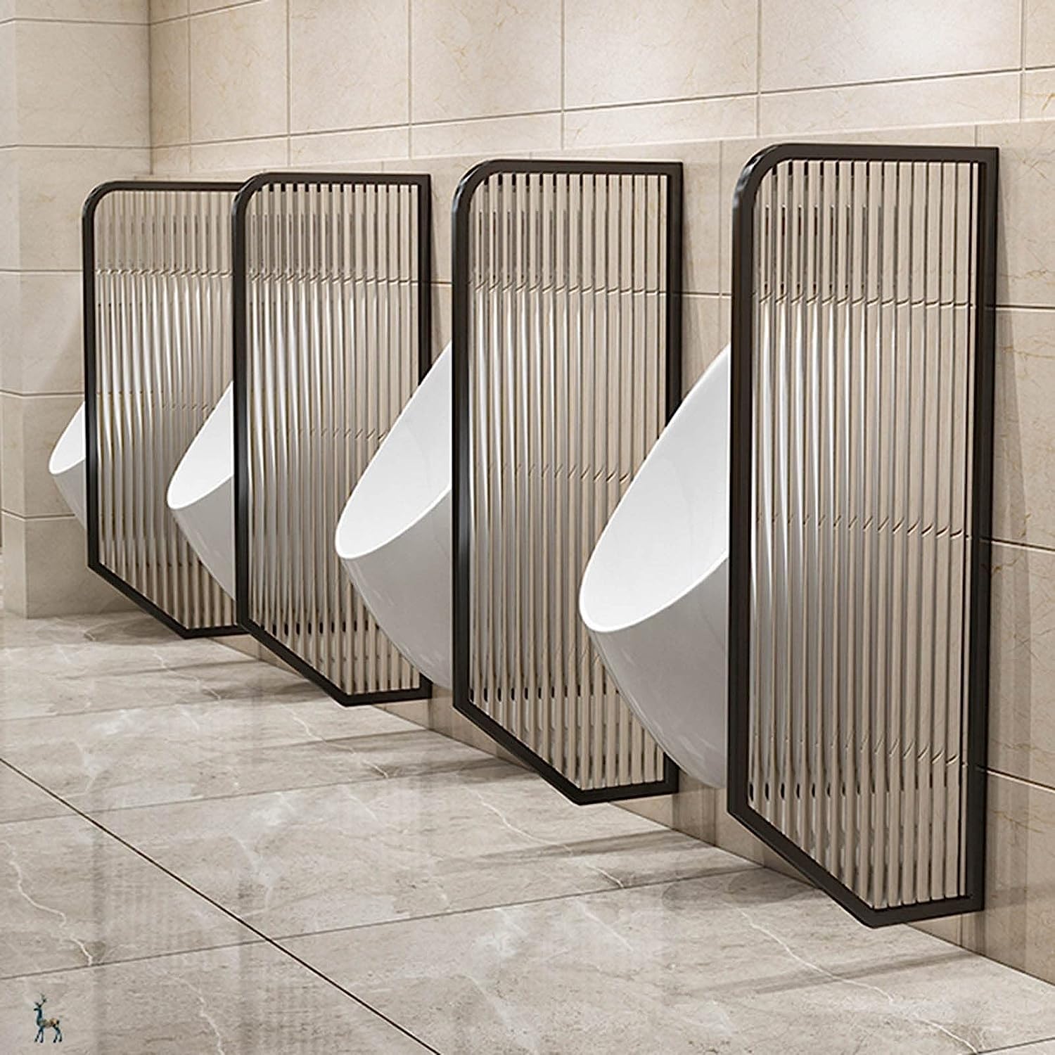 AYCDL Urinal Privacy Screen Wall Mounted Urinal Baffle, Modern Simple Public Toilet Men's Toilet Urinal Partition, Tempered Glass Urinal Partition Extender,Black-4pcs