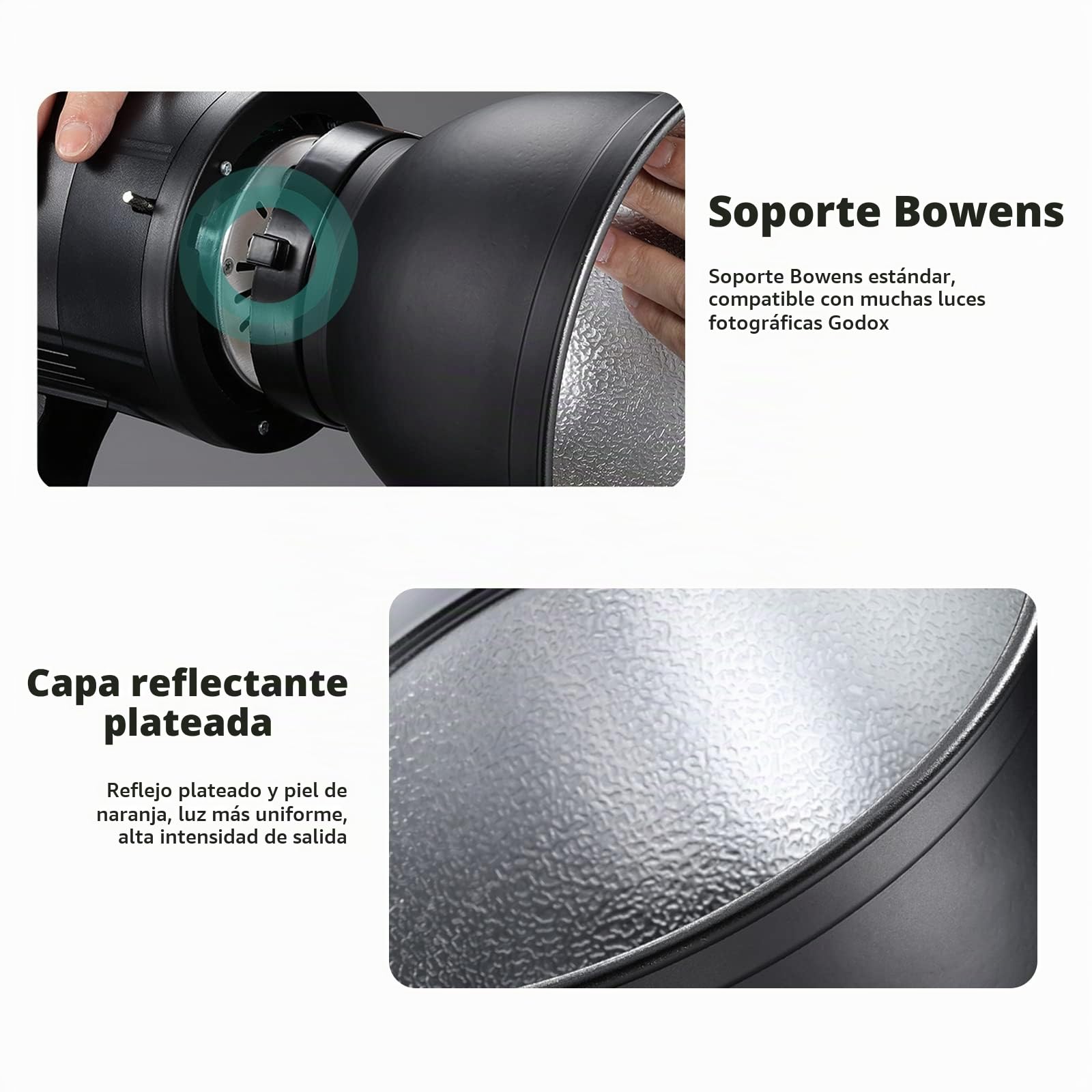 Godox AD-R6 Reflector Difusor Estándar de Montaje Bowens de 18 cm,para Godox AD400Pro AD600B AD600Pro AD600BM MS200 MS300 SK400II SK300II Flash Estroboscópico SL60W VL150 SL150W Luz de Video