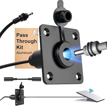 RV Wall Pass Through for Starlink Mini, 5.5x2.1mm DC Female Bulkhead Connector for Camper Van Boat Battery Box | IP67 Waterproof, 12V Adapter, Full Aluminum, 5.5x2.1mm DC Female Bulkhead Connector, for RV Camper Van Boat Off-Grid Use