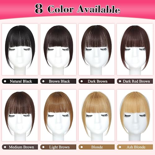 Miniatura 5 de GetMaige Flequillo con clip, extensiones de cabello 100% humano, flequillo francés negro natural, fleco francés con sienes, postizo de cortina para