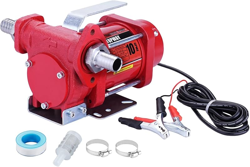 Bomba de Transferência de Combustível TOPWAY 12 V CC, 10 GPM (37,9 L/min), Autoescorvante, Vermelha
