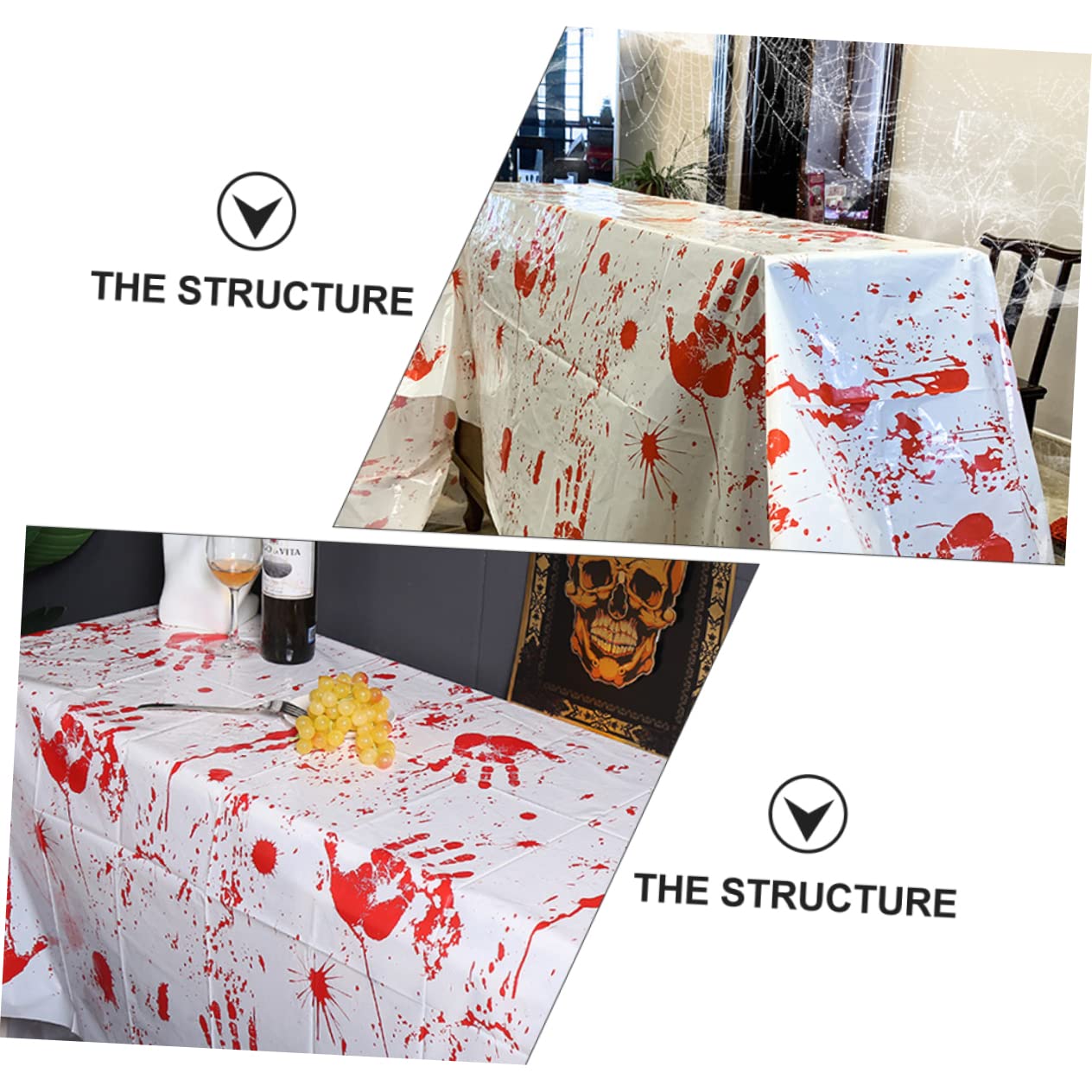 TOPBATHY 2sets Decorazioni Per Halloween Tovaglia Handprint e Grembiule Abbinato e