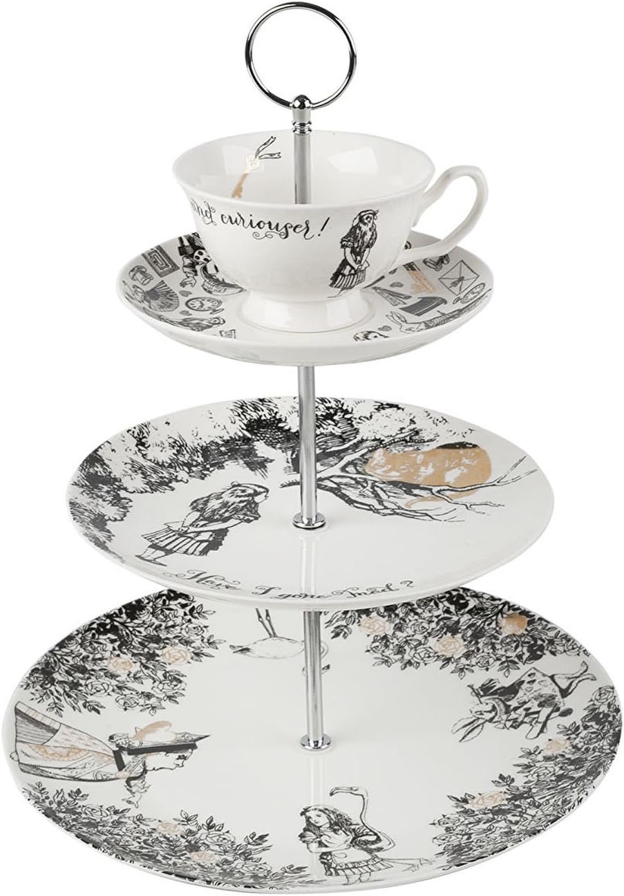 Victoria & Albert V&A Alice in Wonderland 3-Tier Cake Stand, White