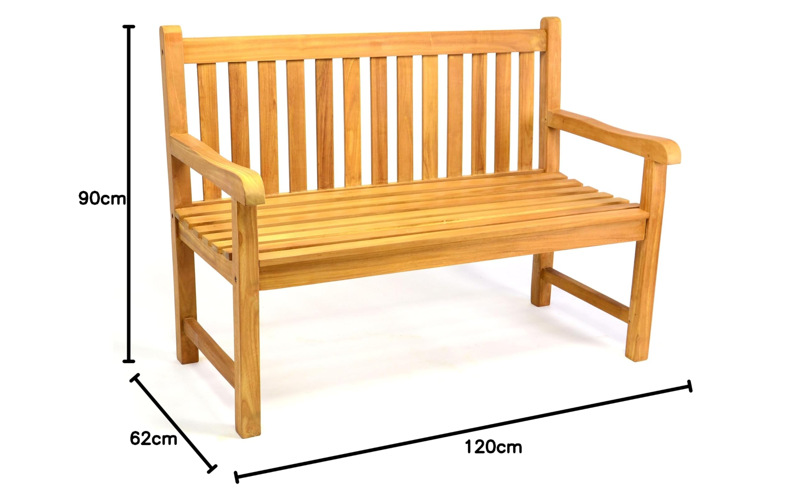 Divero 2-Sitzer Gartenbank Turin aus Teak-Holz, behandelt – Farbe: Braun