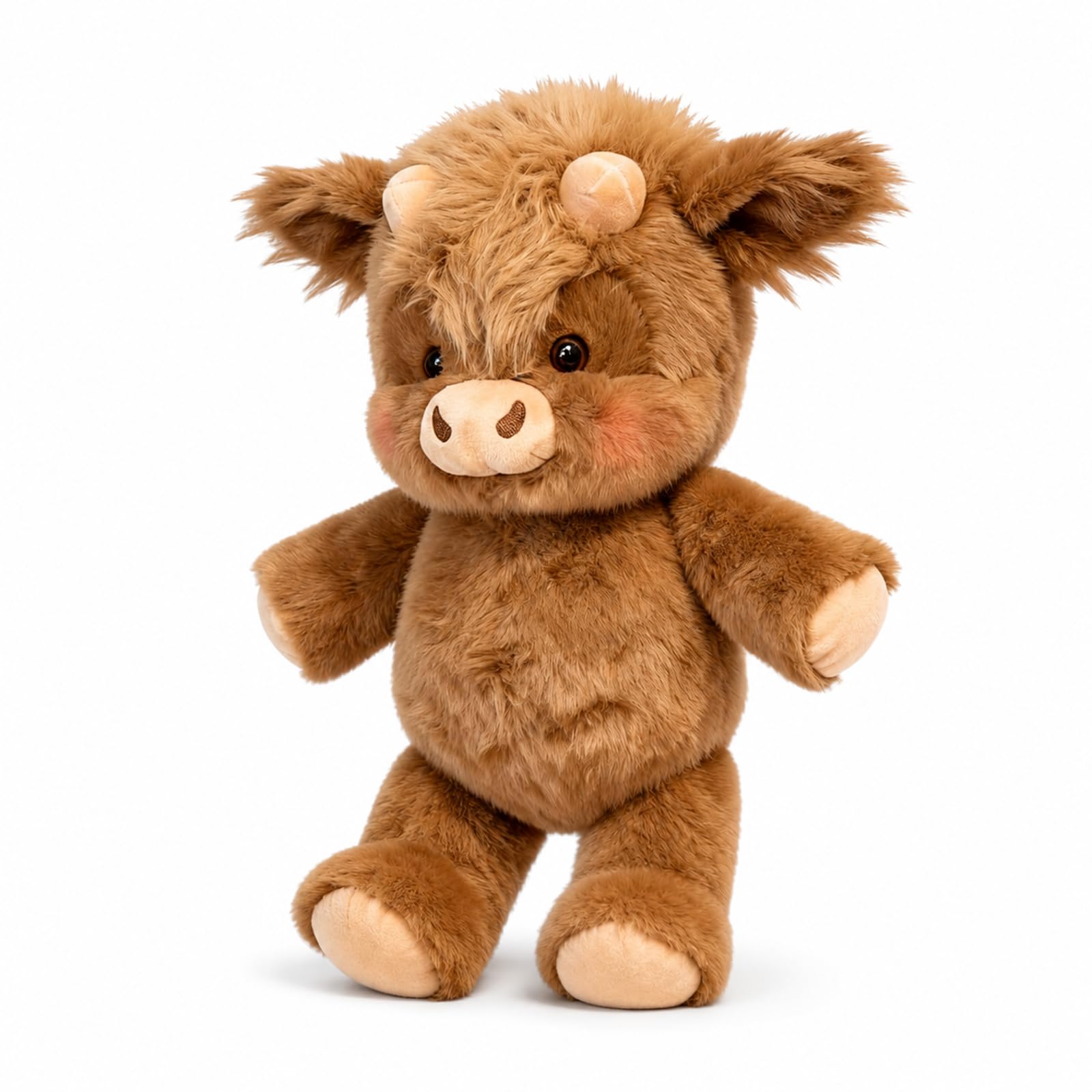 Qubitly Highland Cow Cuddly Toy, 45 x 24 cm Weighted Stuffed Animal Plush with PP Cotton Filling, Soft Highland Cow Gifts for Women Kids, Brown, 290g, 1 Pc