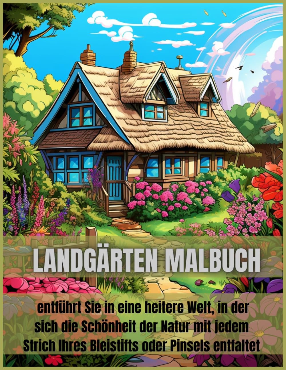 Landgärten Malbuch: entführt Sie in eine heitere Welt, in der sich die Schönheit der Natur mit jedem Strich Ihres Bleistifts oder Pinsels entfaltet