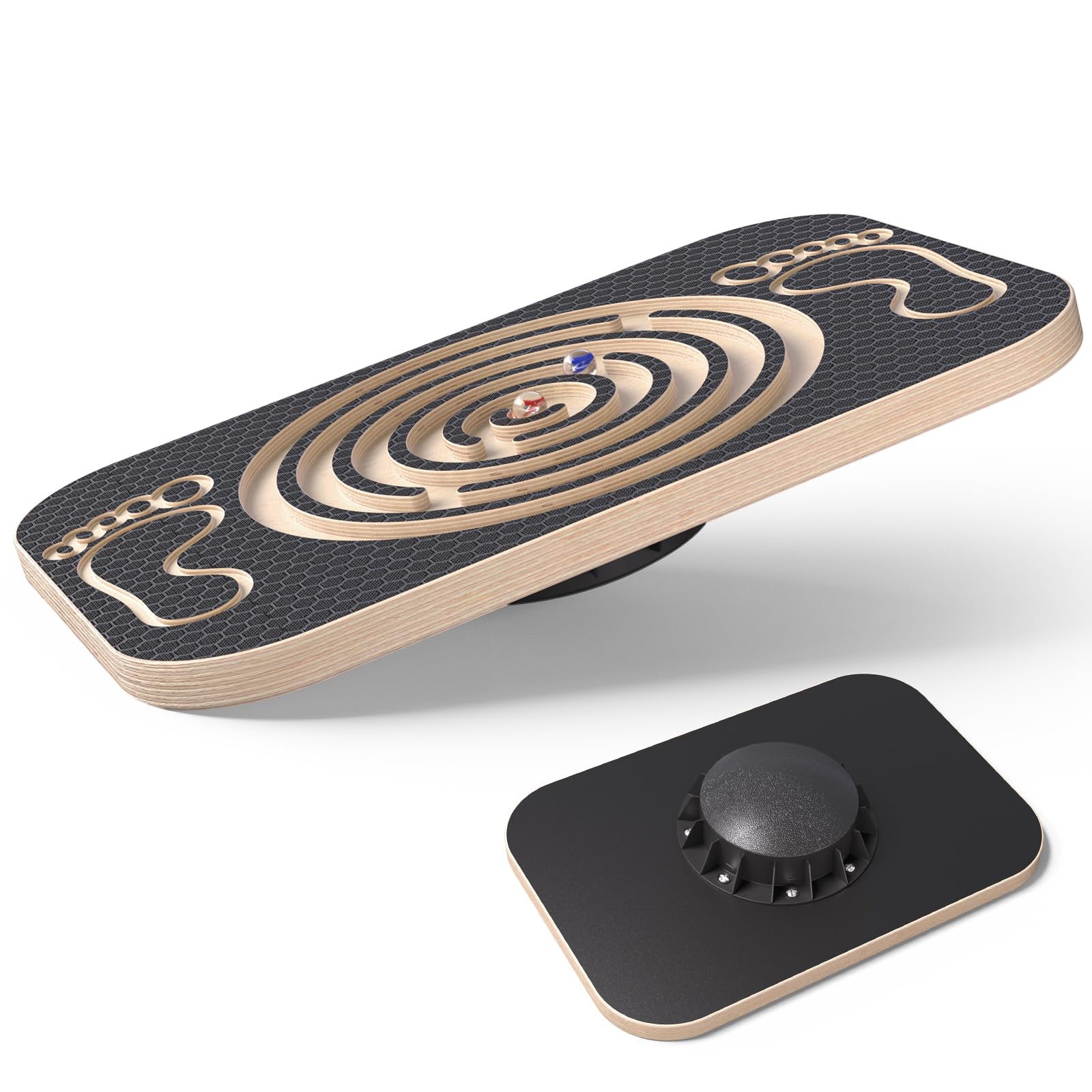 Balance Board Trainer, Wooden Yoga Pilates Fitness Trainer Board - for Exercise, Core Strength Balance Roller Boards Fitness Trainer Board for Children and Adults 44.5 * 30cm (17.5 * 11.8in)
