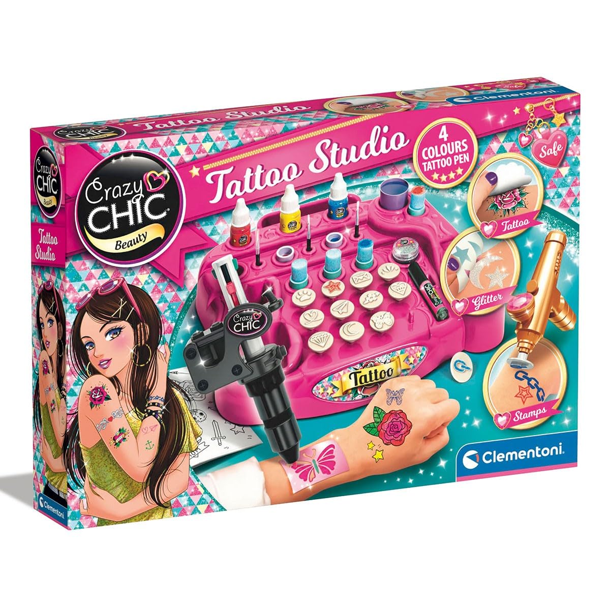 Clementoni - Crazy Chic - Tattoo Studio, 7-10 ans