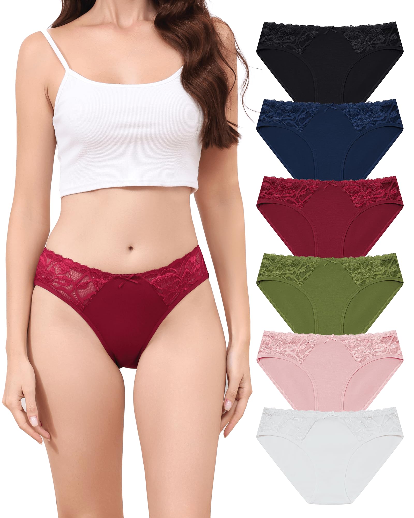 Aijolen Unterhosen Damen Baumwolle Slips mit Spitze Unterwäsche Frauen Bequeme Hipster Panties Brazilian Slip Atmungsaktiv Cotton Underwear Women Pantys Weiche Mehrpack S-XL