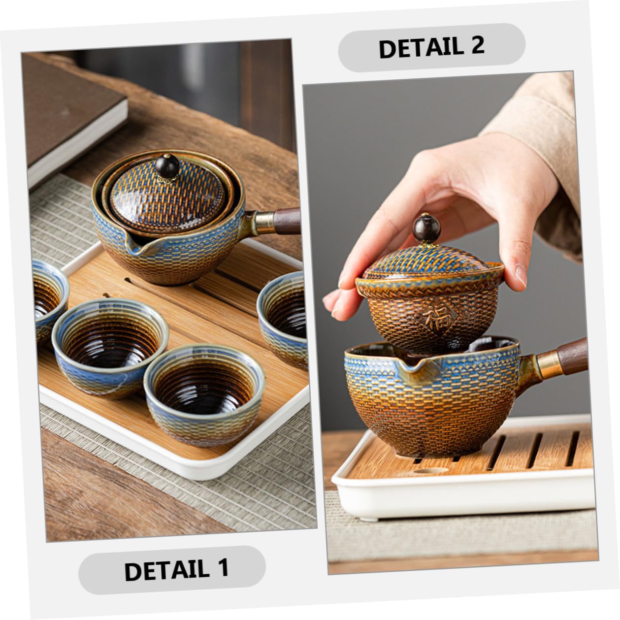 DOITOOL Juego de Té Kit Completo Portátil de Cerámica y Bolsa de Almacenamiento Diseño Elegante Adecuado para Viaje y Oficina para Aficionados al Té