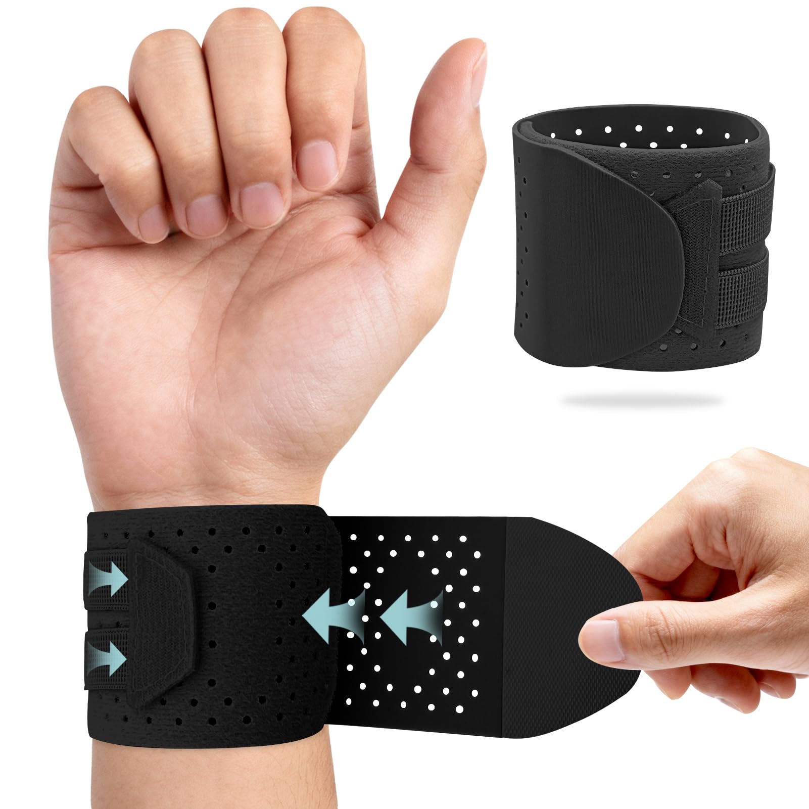 TFCC Wrist Brace for Carpal Tunnel, Ultra-Thin Ulnar Wrist Brace with Compression Wrist Wraps for Ulnar Sided Pain, Tendonitis, Arthritis, DRUJ Instability, Ganglion Cyst, RSI - Black