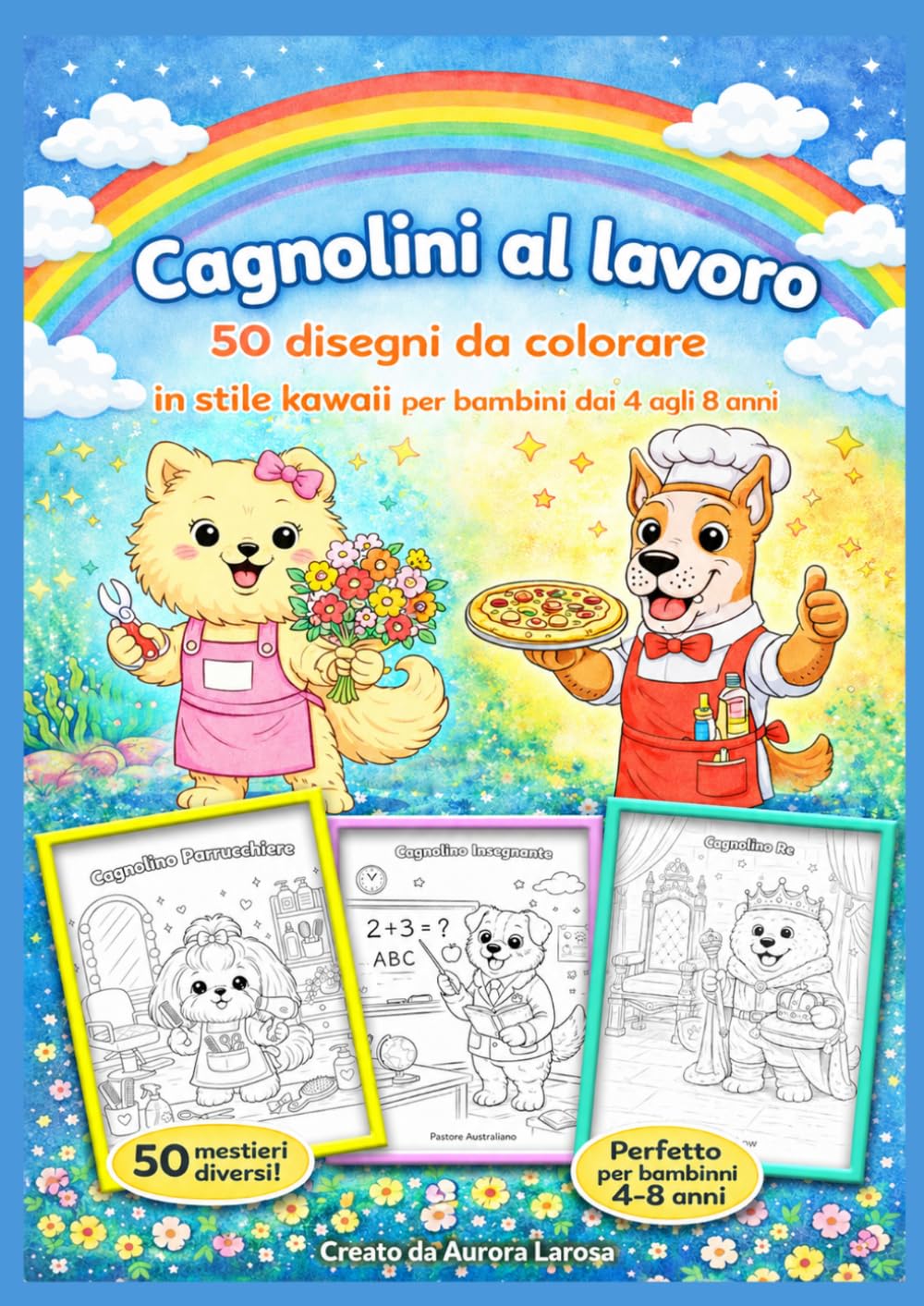 Cagnolini al lavoro: 50 disegni da colorare in stile kawaii per bambini dai 4 agli 8 anni (Album da colorare kawaii per bambini – Animali e mestieri)