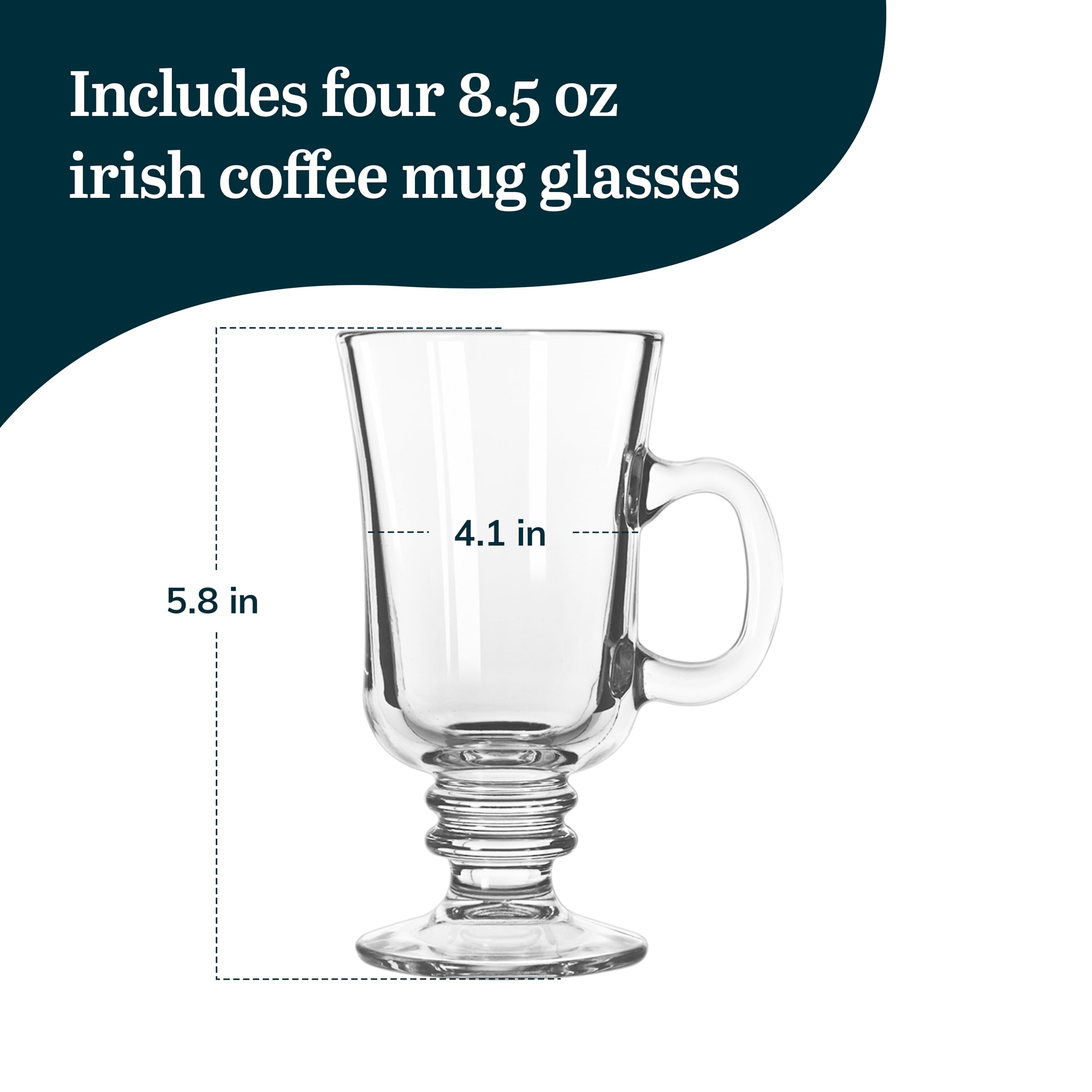 Libbey 89444 Taza de café irlandesa, cristal, transparente