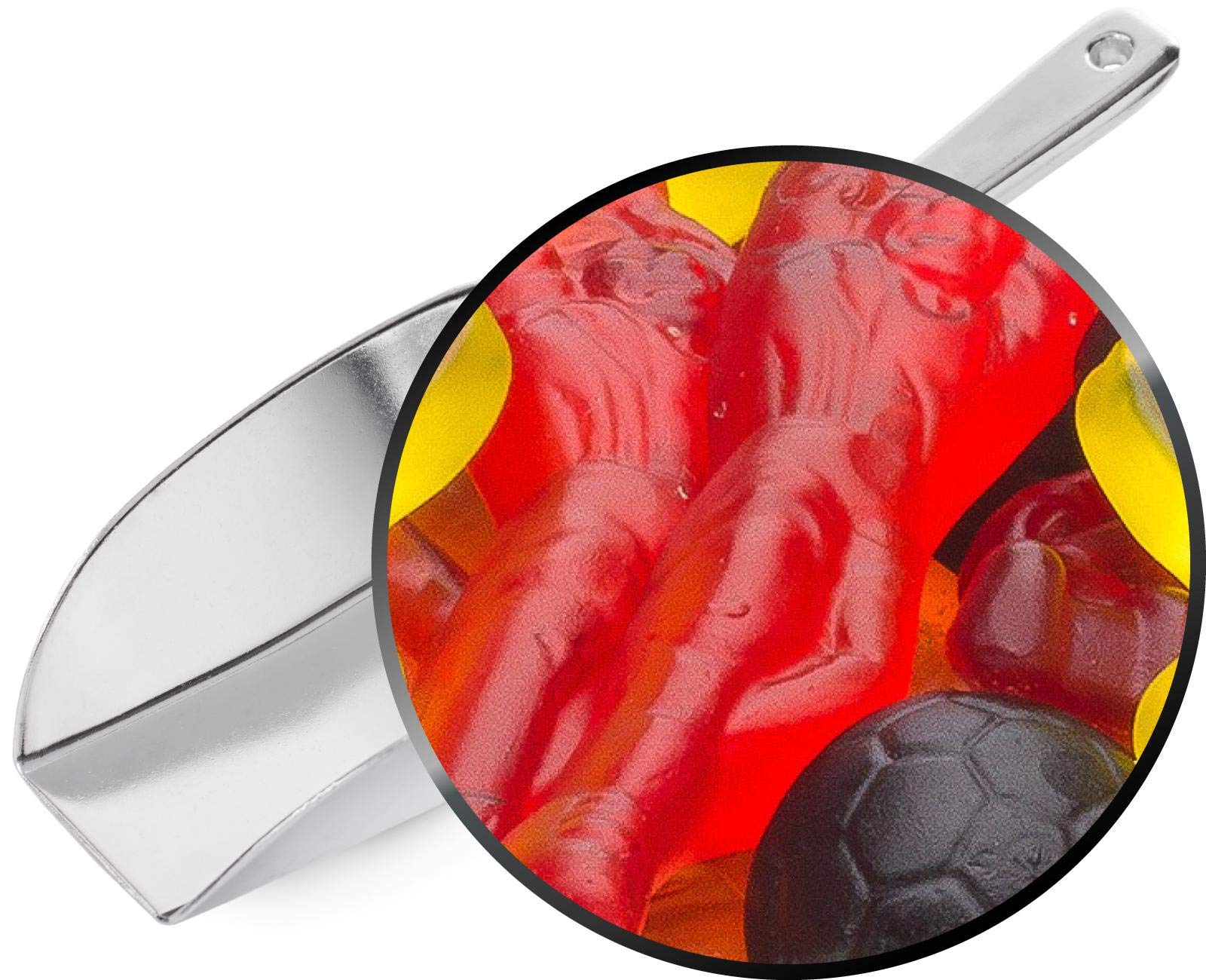 1 x 3kg Fruchtgummi Fußball Fußballmischung mit Spieler Ball und Pokal rot schwarz gelb für WM und EM Partys glutenfrei laktosefrei