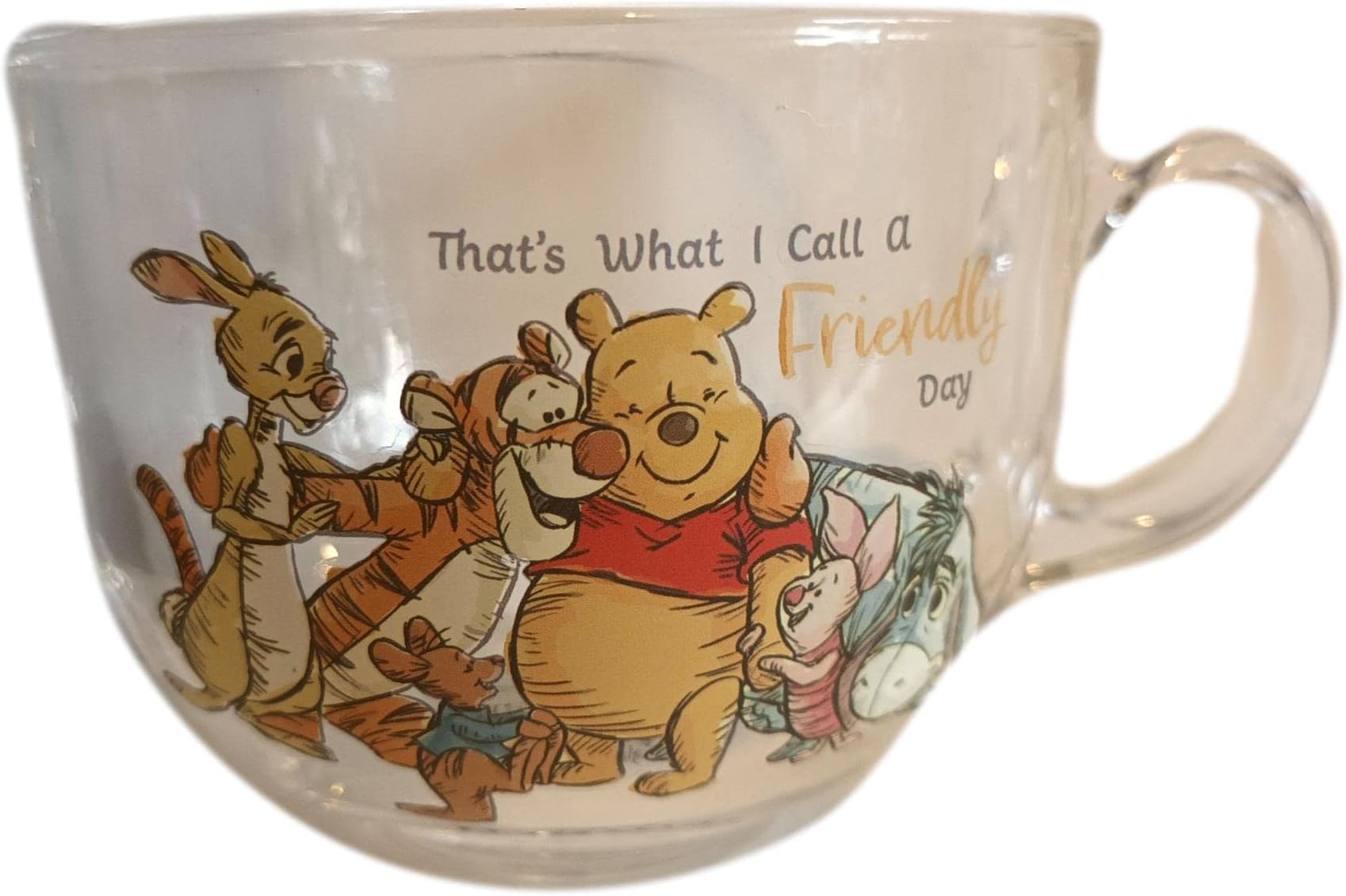 Disney Winnie The Pooh Glass Mug Large Coffee Cappucino Mug