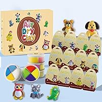 elopco Air Dry Clay Kit for Kids - 12 Animal Themed DIY Molding Crafts, Safe Non-Toxic Easter Basket Fillers for Boys Girls Ages 3+