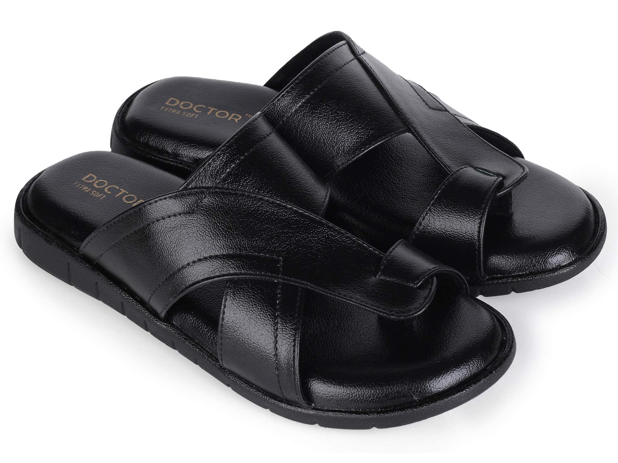 DOCTOR EXTRA SOFTMen's Memory Foam Cushion Footbed Sandals/Chappal for Adults with Adjustable Strap| Diabetic & Orthopedic|LightWeight Comfortable Stylish & Anti-Skid| Dr.Slippers & FlipFlops Gents A-02