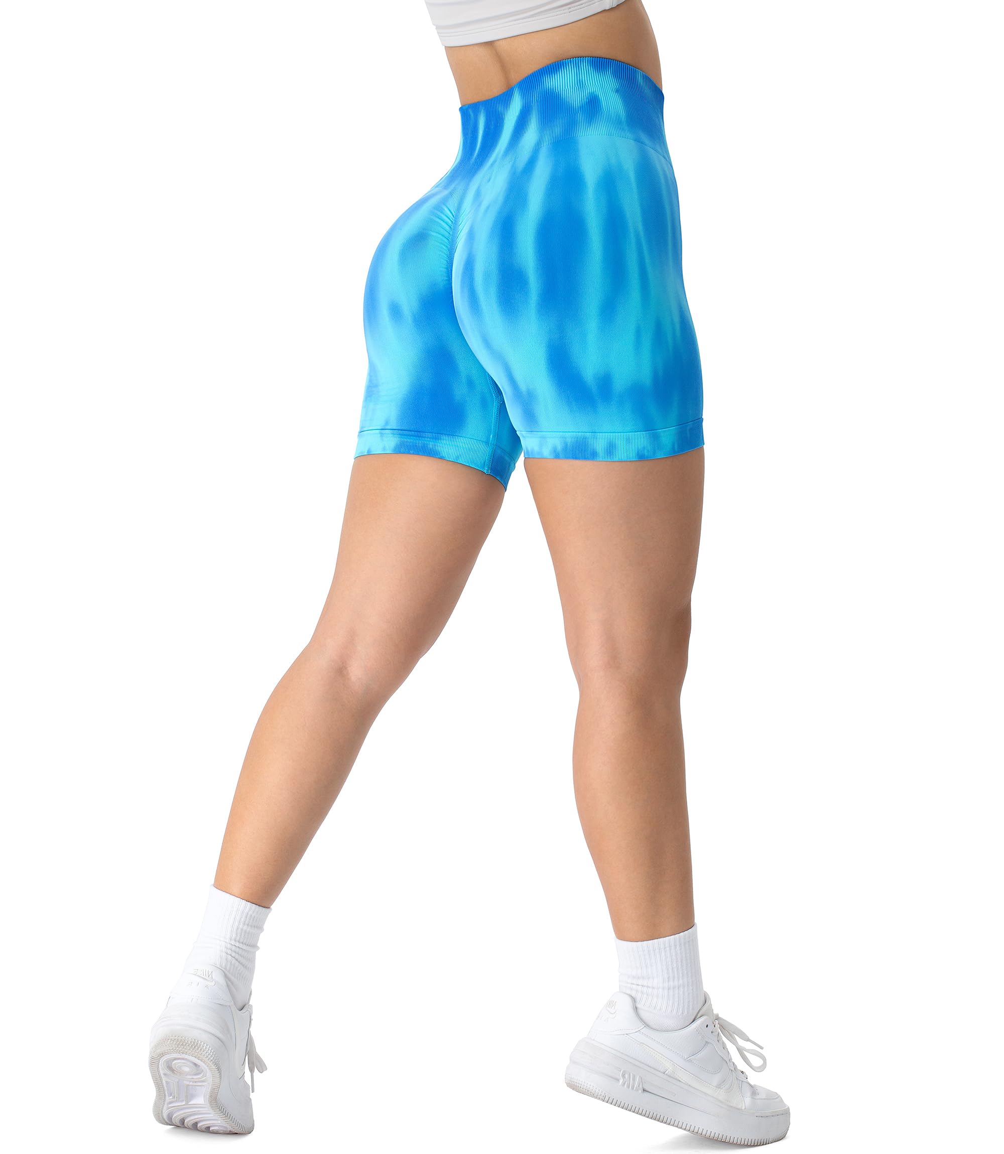XL White Women's V-Back Scrunch Butt Yoga Shorts - High-Waisted Seamless Workout Shorts