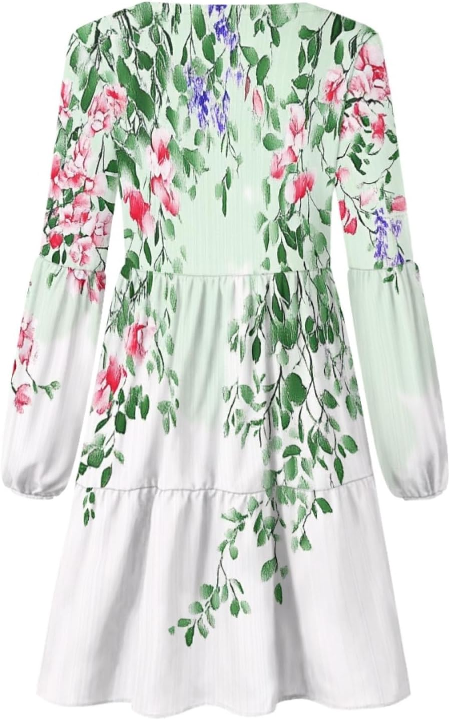 domirica Floral Dress for Women Lantern Sleeve V Neck Plus Size Smocked Swing Flowy Ruffle Fashion Casual Holiday Midi Dress