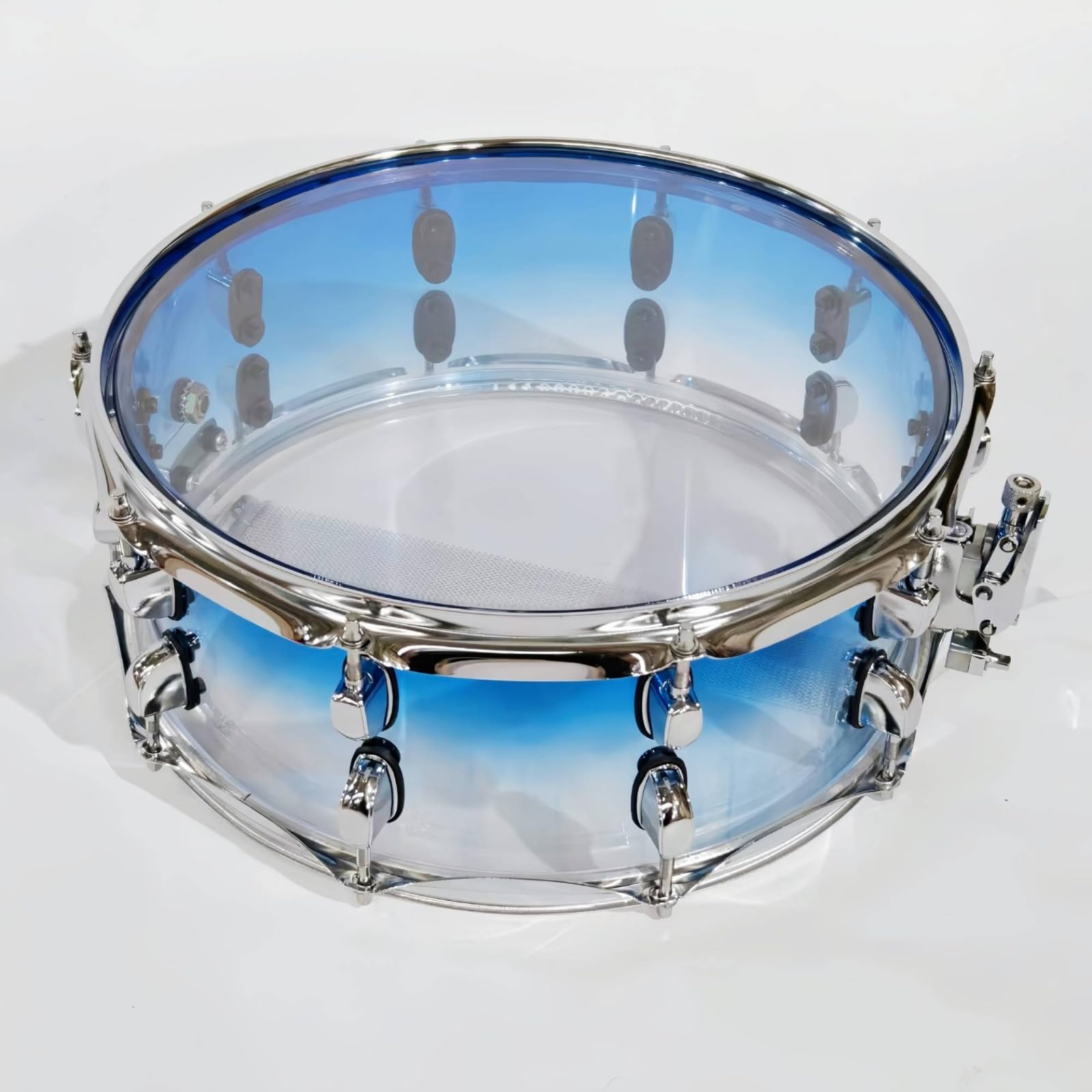 Amagogo Rullante Acrilico 14 Pollici Tamburo Percussione Rullantiera Conchiglia Trasparente Colore Sfumato Cerchi Metallo Lucido Tiranti Cromo Tono Definito Adatto per Bande Processioni Palcoscenici