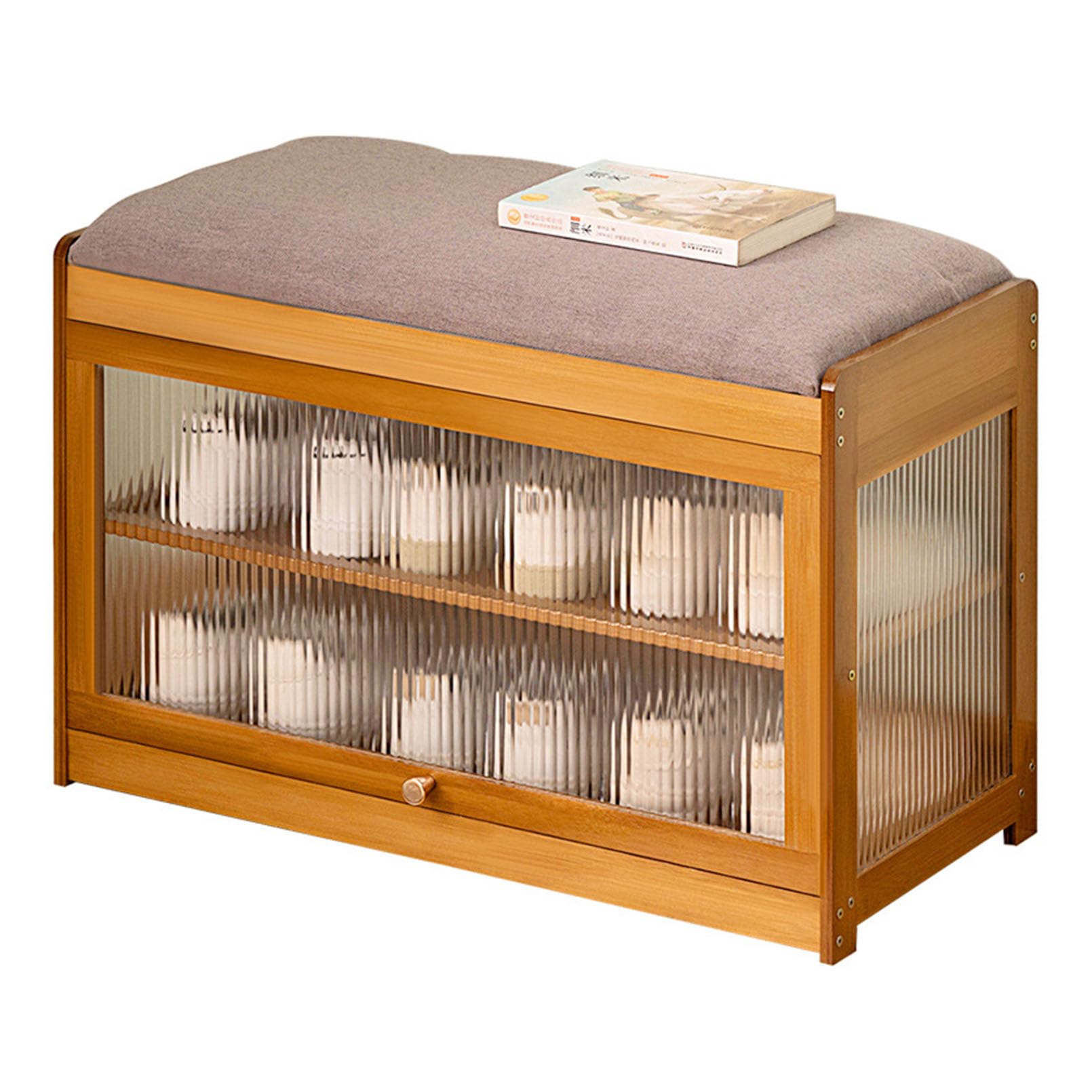 Banc à chaussures rembourré en bambou noble pour chambre et entrée