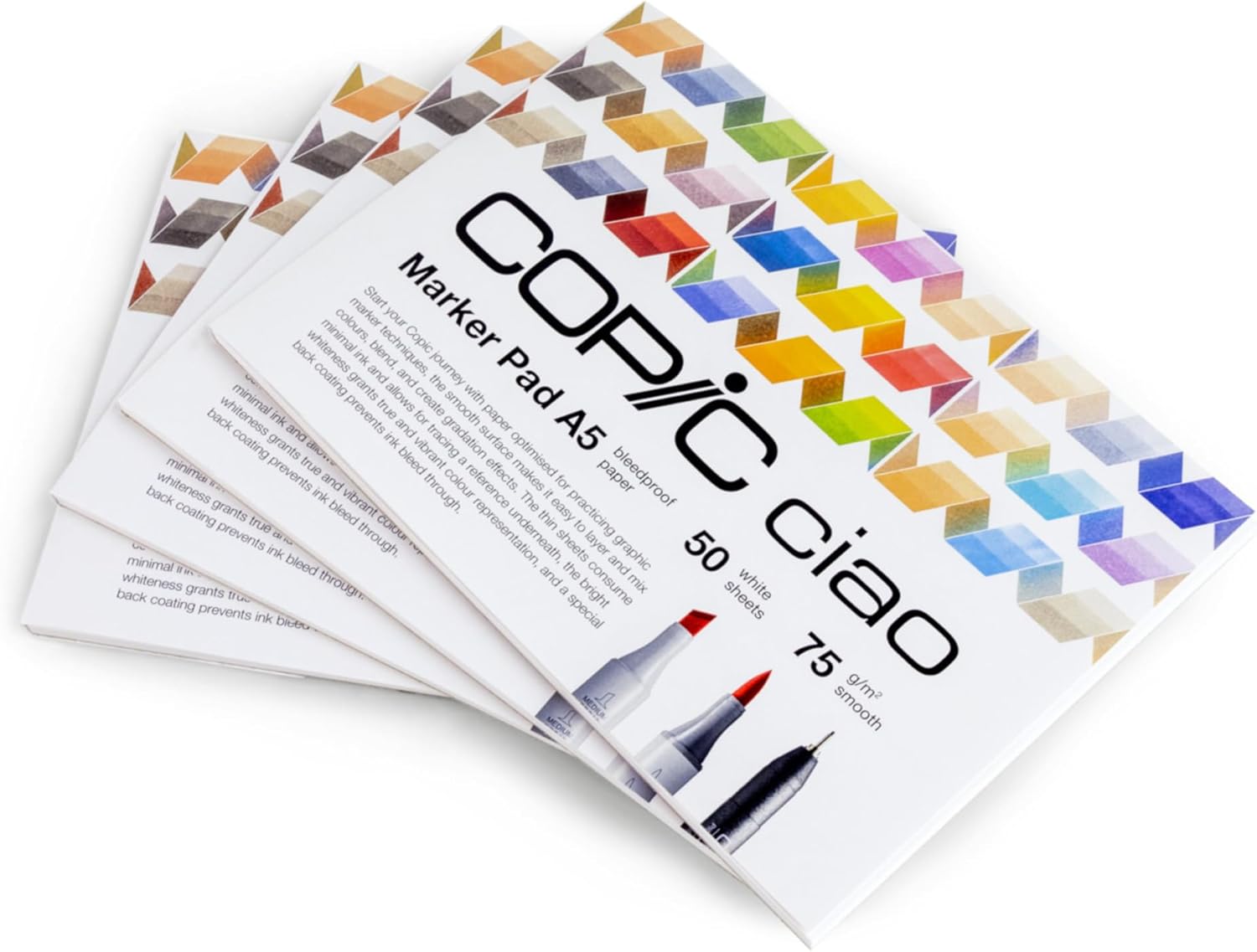Copic Ciao Marker Pad, 50 Sheets DIN A5, 75 g/m² Drawing Paper, Ultra White, Acid-Free, Chlorine-Free