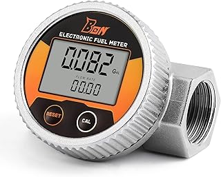 Bonvoisin Turbine Flow Meter Waterproof 1 inch NPT Thread Fuel Flowmeter ±1% Accuracy LCD Display Flow Meter for Diesel Kerosene Gasoline 2-26.4 GPM
