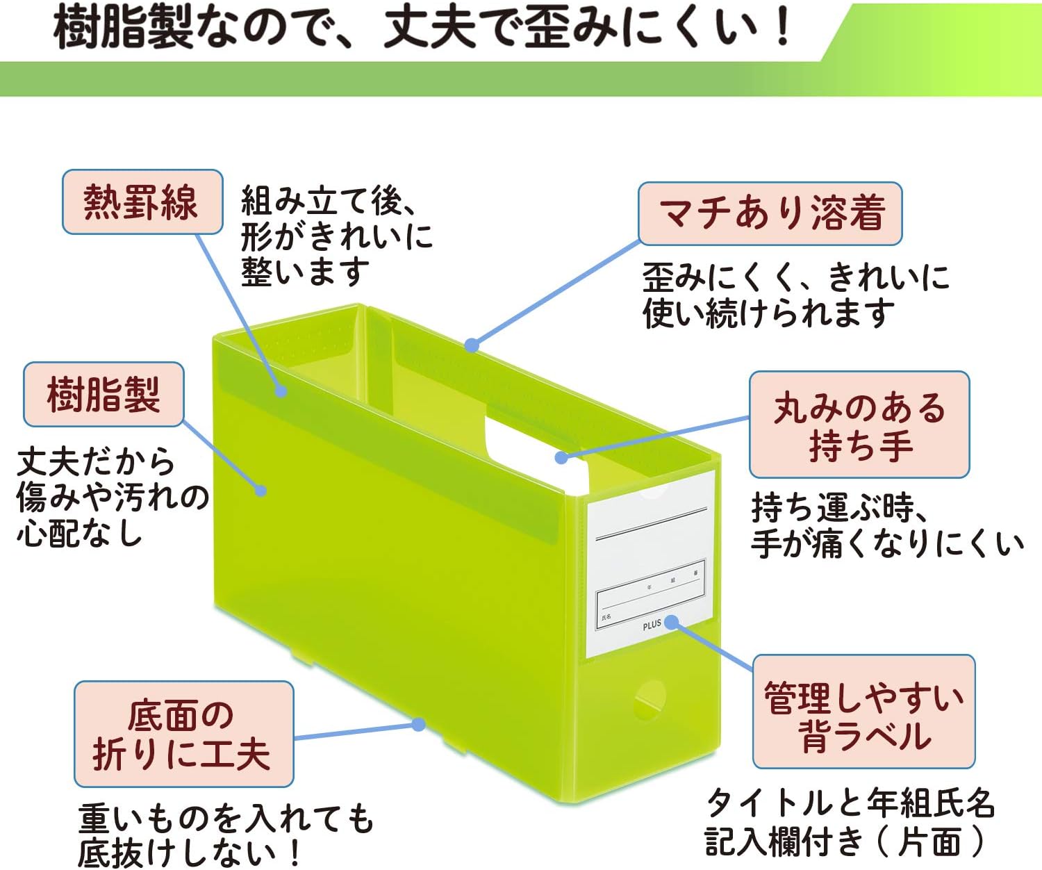 Plus 84-856 Year School PP Box File, Half Size, A4-E, Set of 2, Green