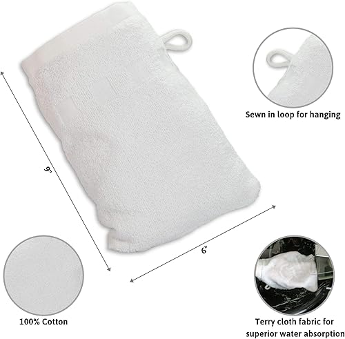 Miniatura 5 de Made Easy Kit Guantes de baño  Paquete de 6  (6 x 9 pulgadas) estilo europeo con lazo (variedad, 6 x 9 pulgadas)