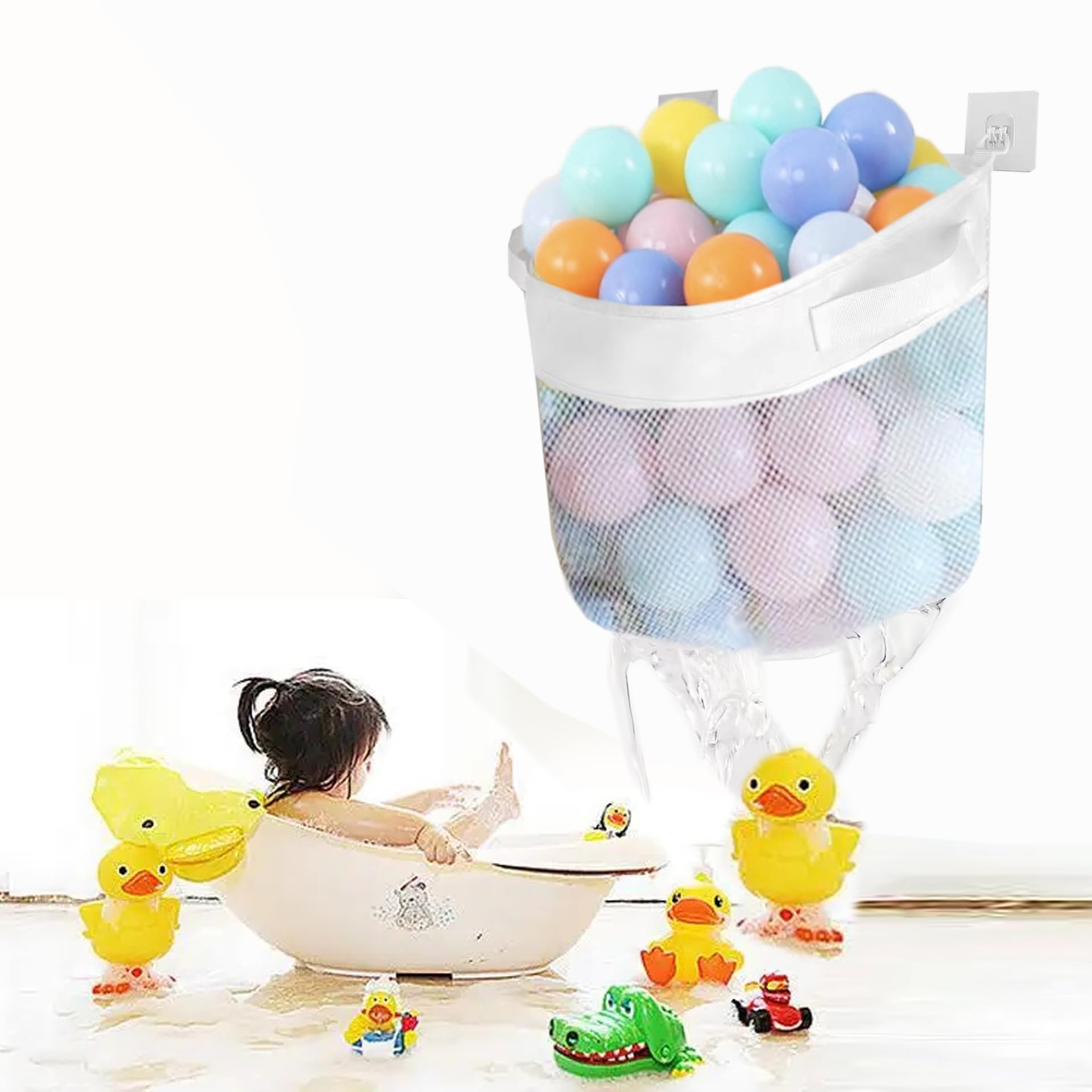 1 bolsa de almacenamiento para juguetes de bañera, organizador colgante para juguetes de baño, bolsa de malla para guardar y clasificar juguetes