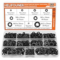 Vista 9 de 360 piezas de 9 tamaños de arandelas de bloqueo de estrella con diente interno, arandelas de bloqueo de velocidad rápida, tuercas de empuje, clips