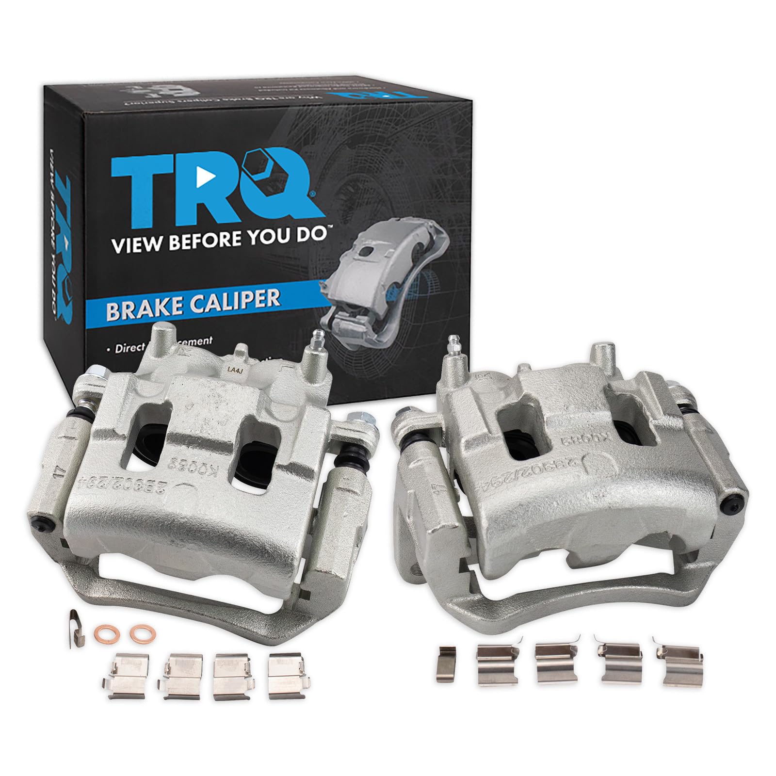 TRQ Front Brake Caliper Set Zinc Coated Brackets