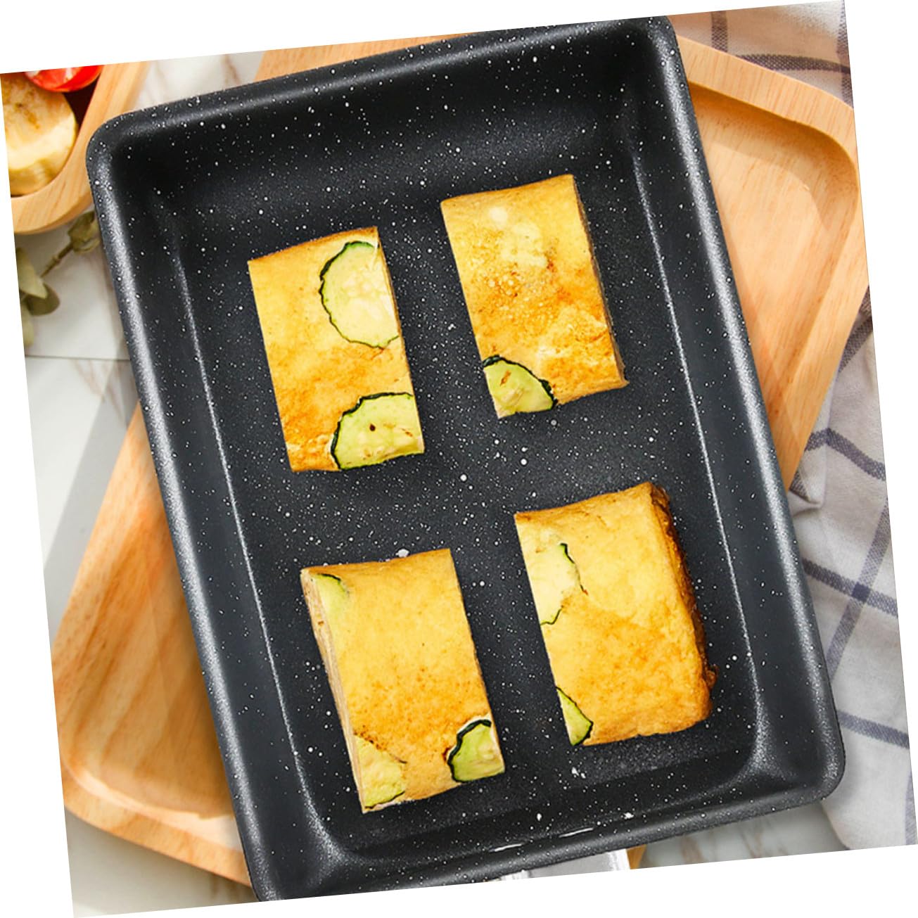 Padella Quadrata Nera in Ferro Rivestimento Antiaderente Multifunzione per Cucinare Tamagoyaki e Verdure per Barbecue e Escursioni All'aperto