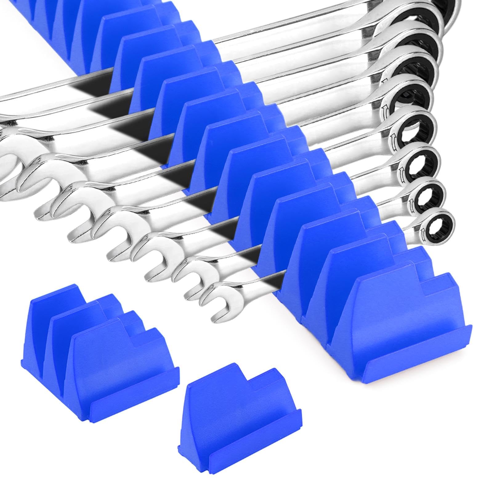 Zeshgon Blue Wrench Organizer For 40 Wrenches, Improving Efficiency Magnetic Wrench Holder, Wall-Mounted Pliers Holder Tool Organizer For Tool Box Storage (Blue)