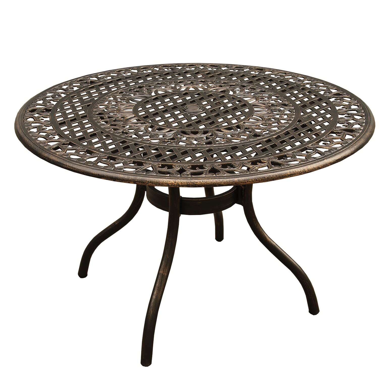 Black Dining Table 48-Inch Bronze Round Patio Dining Table