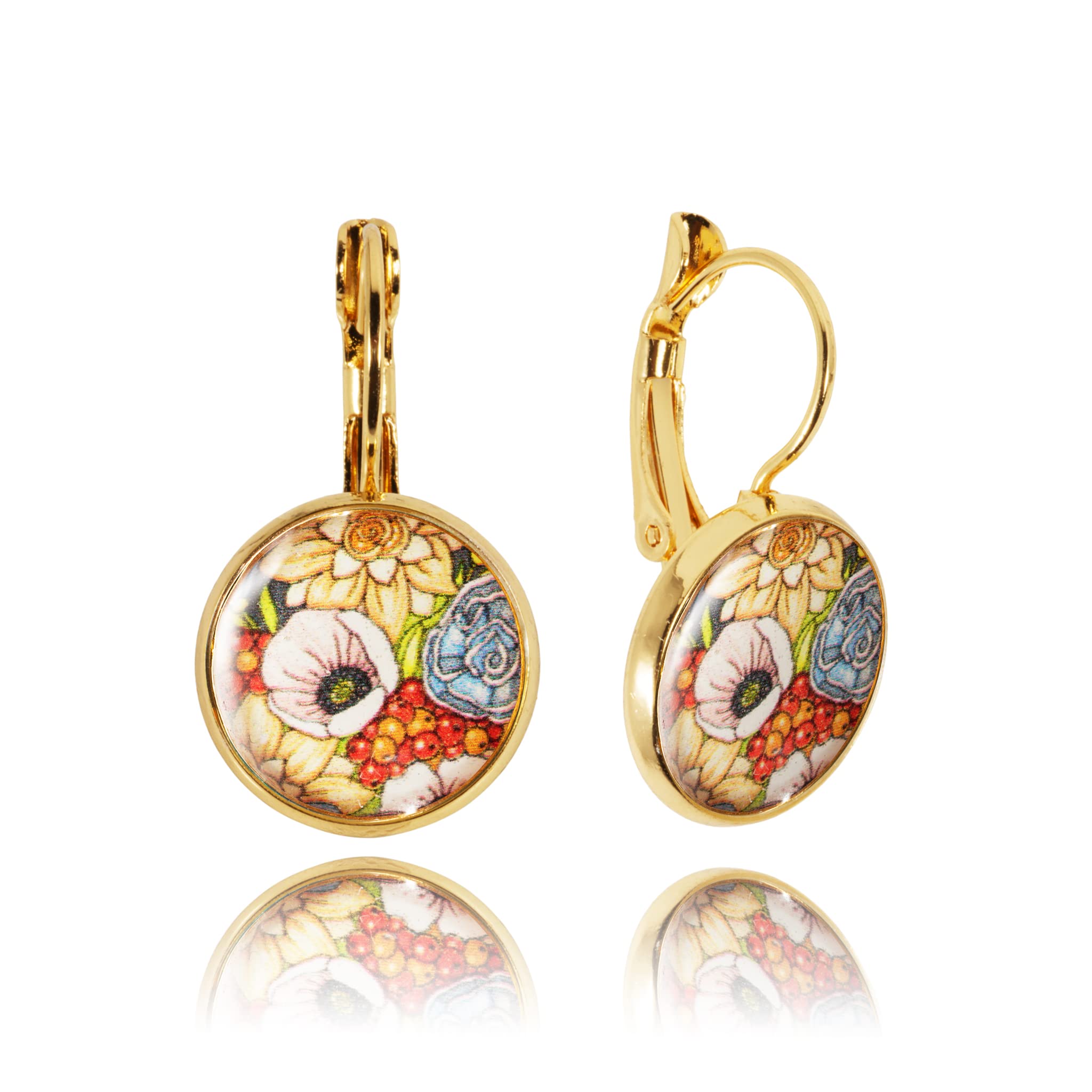 Elegant Klassisch Glanz Klein Runde Leicht Tropfen Ohrringe für Damen (Stil 15 - Gestaltet Orange Gold)