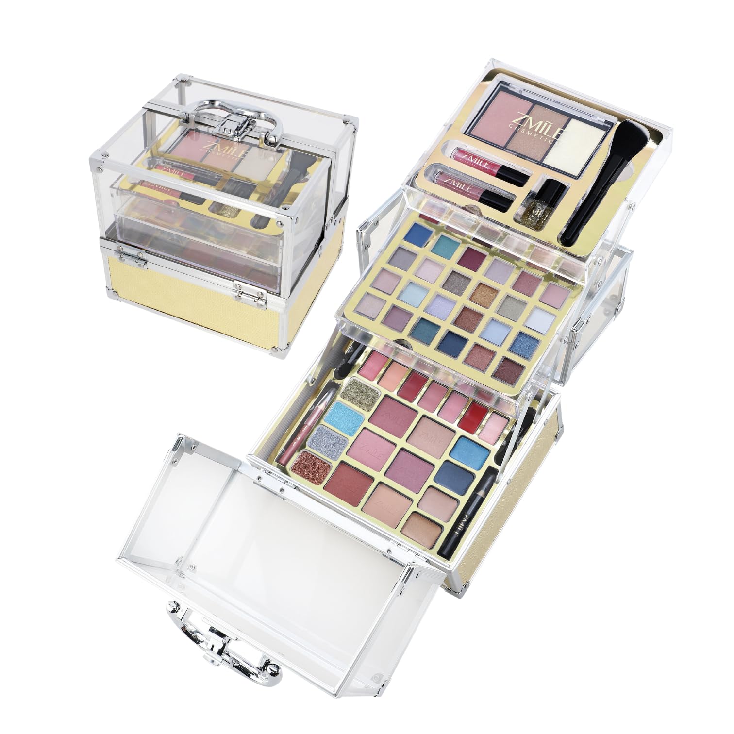 ZMILE COSMETICS Glam Transparenter Kosmetikkoffer Make Up Set für unterwegs
