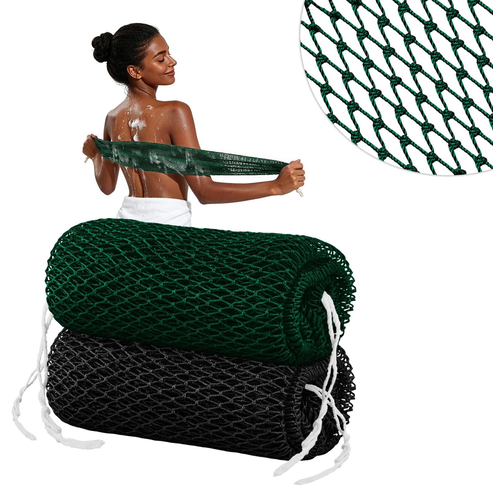 Cleangor 2Pcs African Net Sponge Authentic with Knots - Exfoliating Body