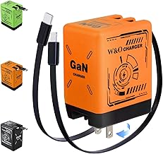 W&O 2-in-1 Compatible with Fast Charger, Retractable Wall Fasts Charging Power Adapter with All in One Foldable Plug, Scalable Power Module for Phone, Tablet (Orange)