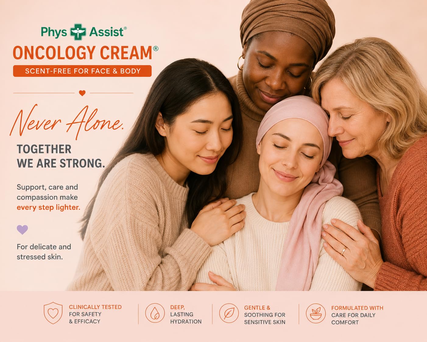 PhysAssist Oncology Recovery Cream - Crema hidratante para la piel, parched, Itchy, Sensitive Skin. Frasco de 4 onzas sin perfume, no irritante, clínicamente probado, dermatólogo, probado por