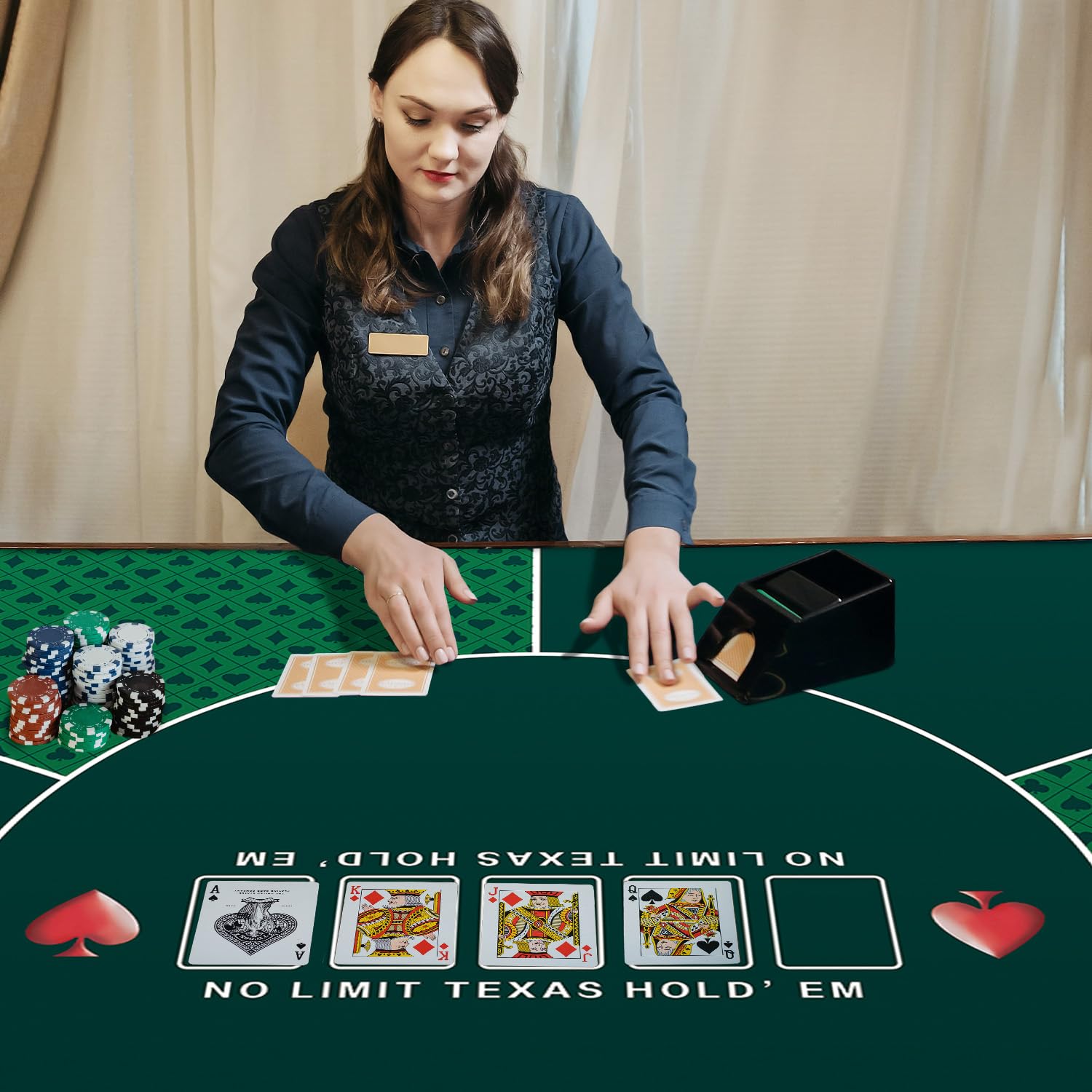 LaiEr 60/80/100/120/140/160cm Quadratische Poker Matte Texas Hold'em Poker Gummimatte Poker Topper für Tische Faltbare Tragbare Poker Tischplatte Layoutw für Poker Spiele Blackjack Casino(100 * 100cm)