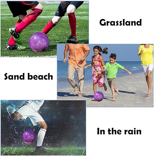 Miniatura 4 de Balón de fútbol brillante, tamaño 3, 4, 5, entrenamiento de práctica, viene con bomba y aguja